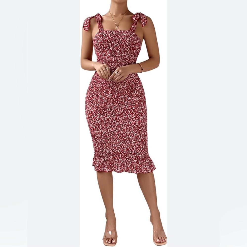 SweatyRocks Women's Polka Dots Shirred Cami Dress